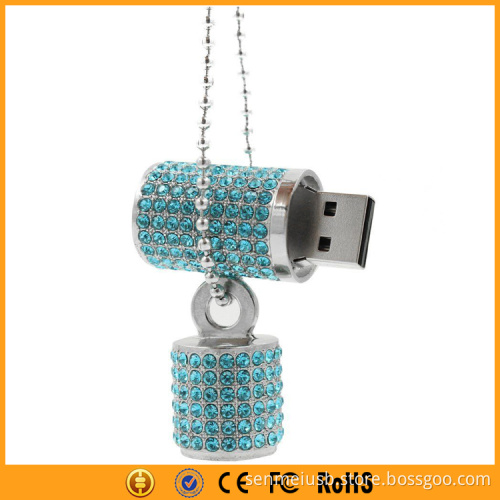 Crystal Cylindrical Jewelry Wedding Favors USB 8GB 16GB 32GB